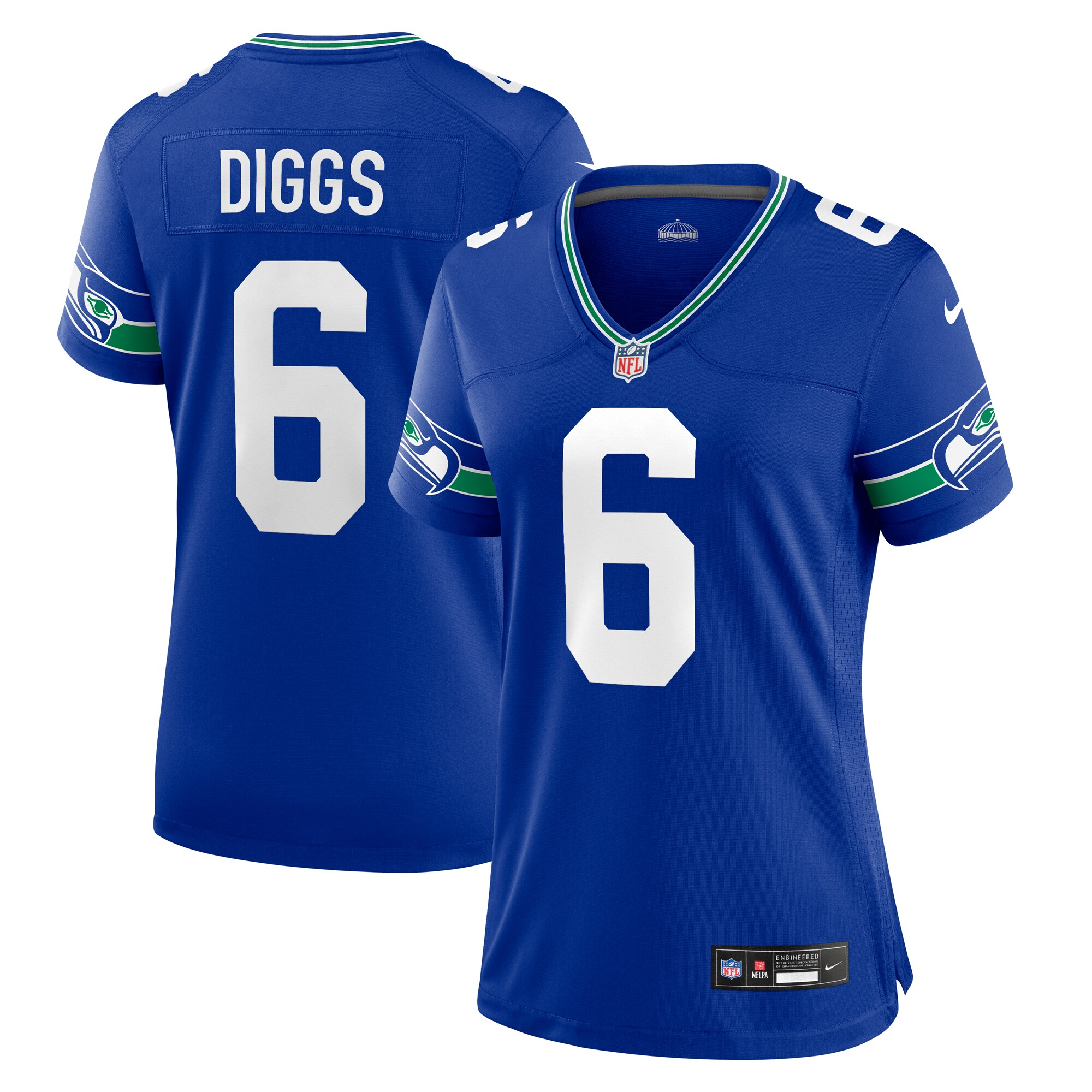 Women’s Seattle Seahawks Quandre Diggs Royal Throwback Player Game Jersey