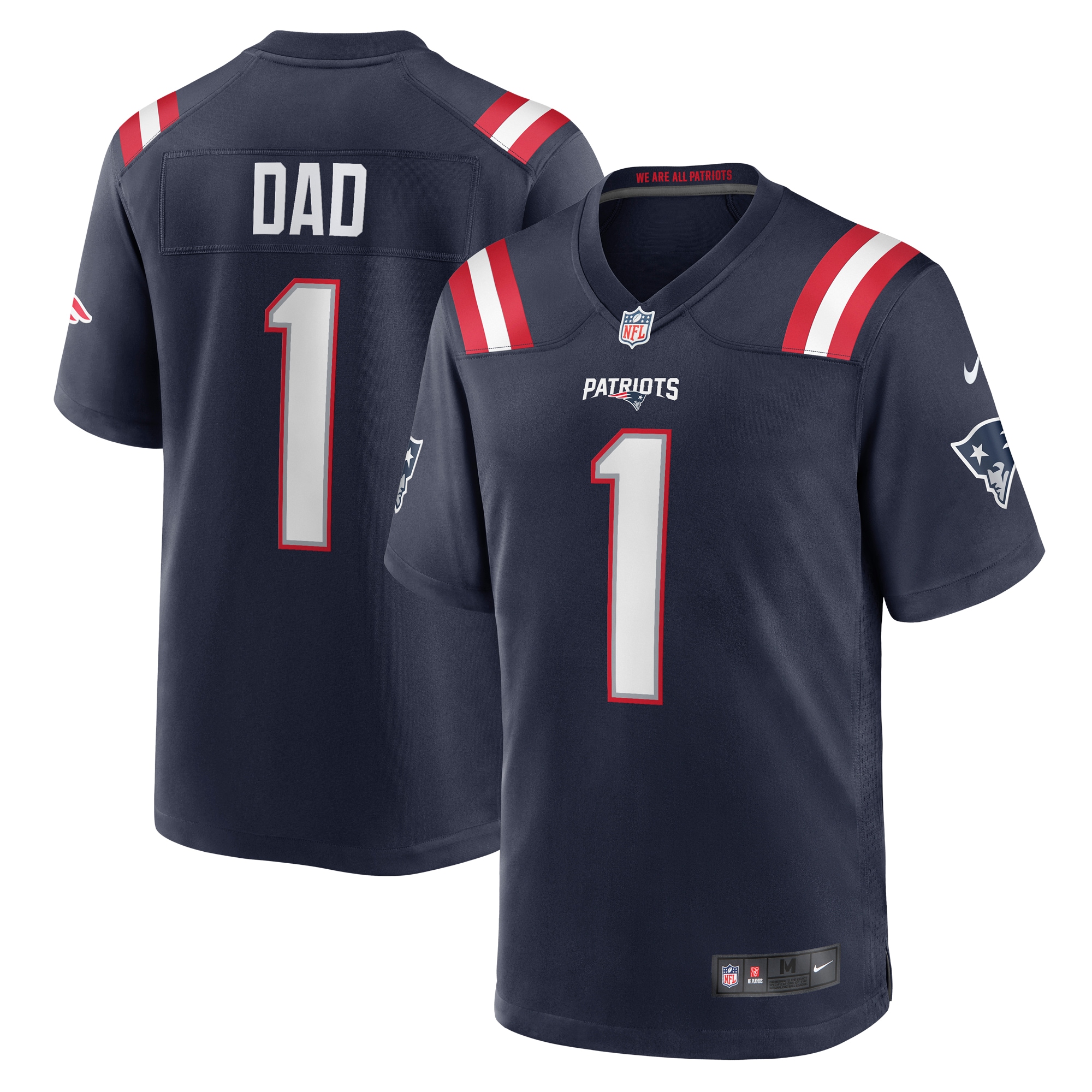 Men’s New England Patriots Number 1 Dad Navy Game Jersey