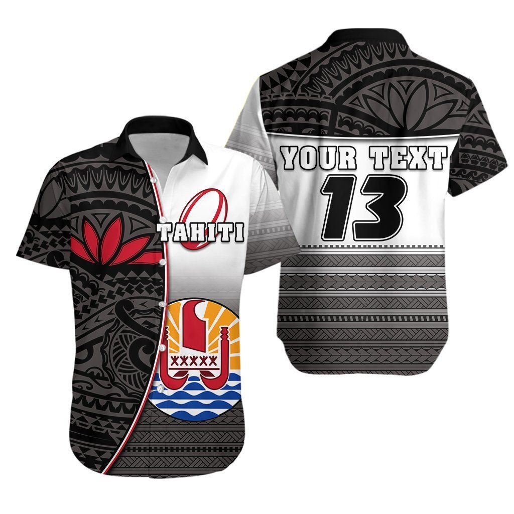 Tahiti Rugby Hawaiian Shirt Impressive Version Black – Custom Text And ...