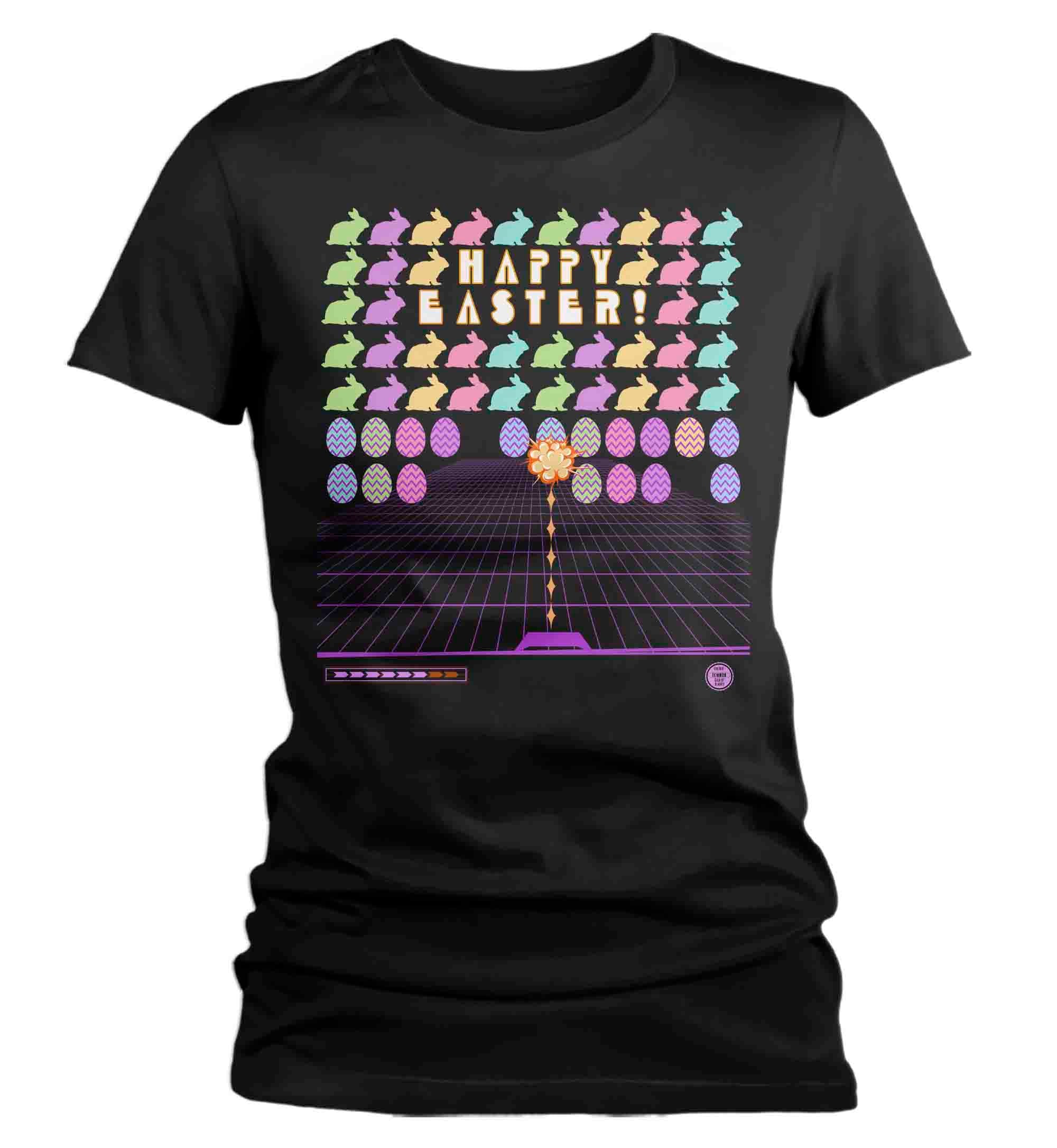 Women’S Easter Shirt Retro Gamer T-Shirt Gaming Easter Gift Egg Bunny Tee Arcade Graphic Vintage T Shirt Ladies