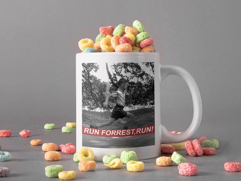 White Mug Run Forrest Run Mug Forrest Gump Mug Tom Hanks Mug Retro Vintage Mug Premium Sublime Ceramic Coffee Mug H99