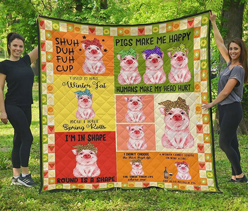 Pig I Used To Have Winter Fat Now I Have Spring Rolls Quilt Blanket Great Customized Blanket Gifts For Birthday Christmas Thanksgiving