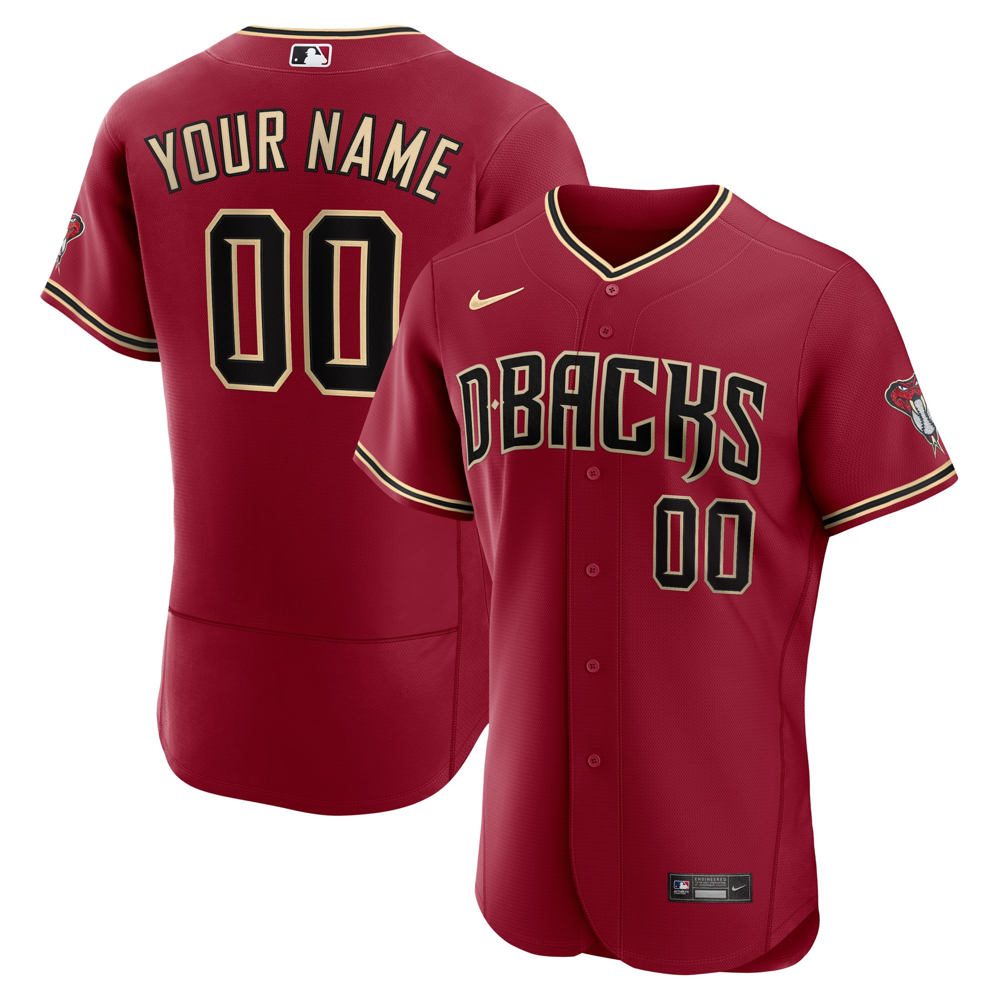 Arizona Diamondbacks Alternate Authentic Custom Jersey Crimson Custom Jerseys MLB