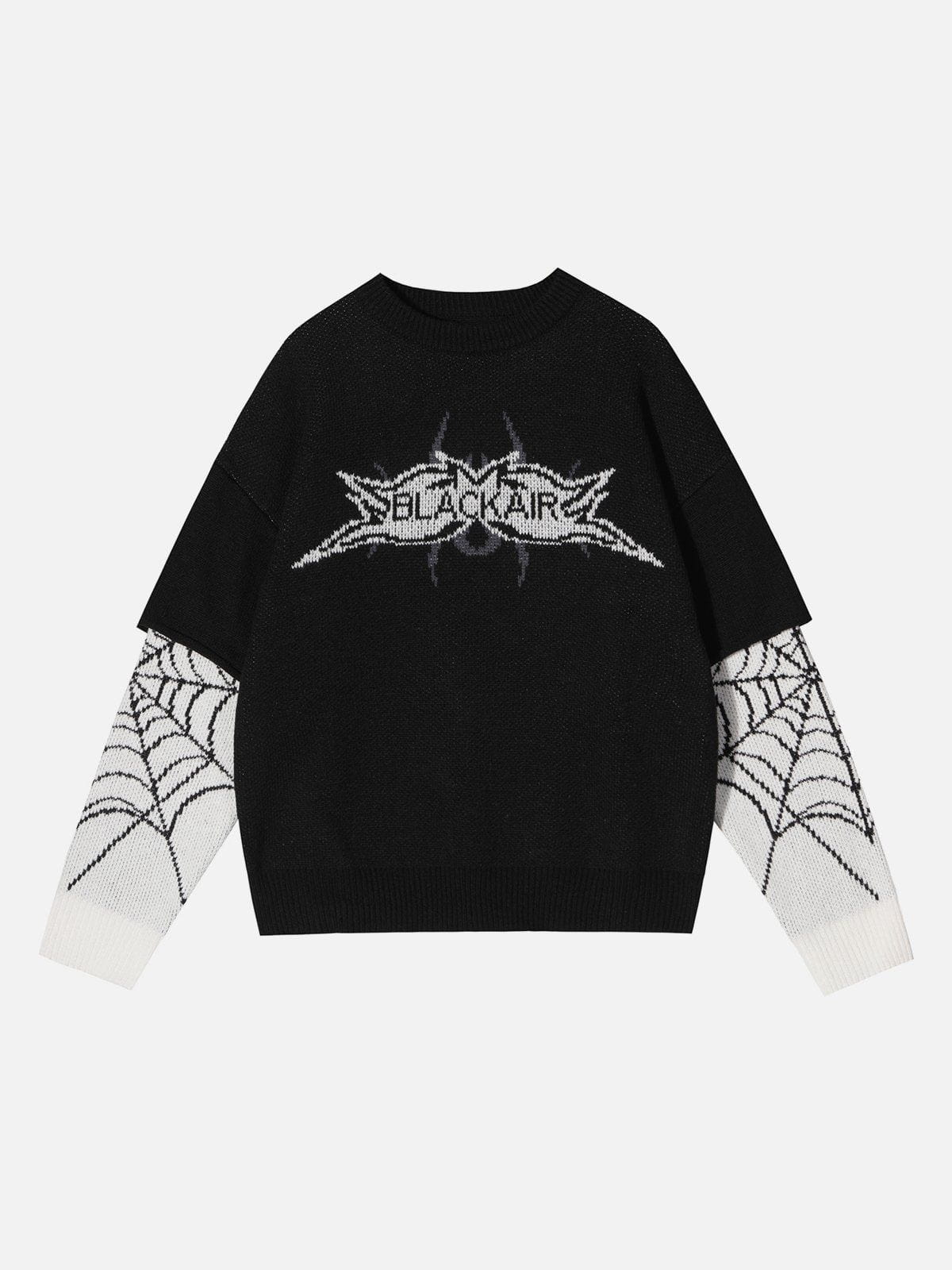 Talishko™ – Fake Two Spider Web Jacquard Sweater