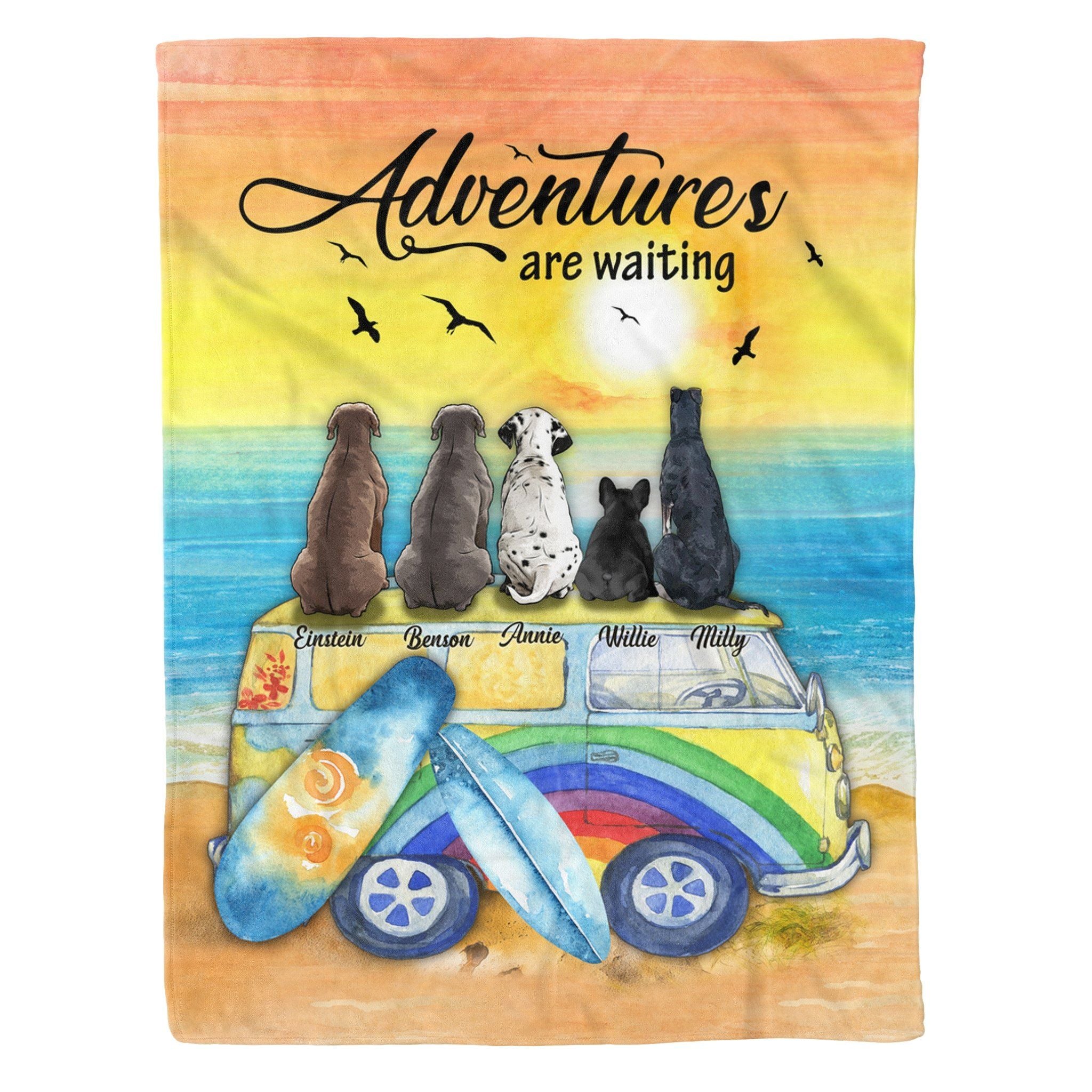 [Personalized Name] Dogs Adventures Are Waiting Fleece Blanket, Sherpa Blanket, Gift For Parent, Family Member, Friends Gift, Christmas Gift, Home Decor, Home Living