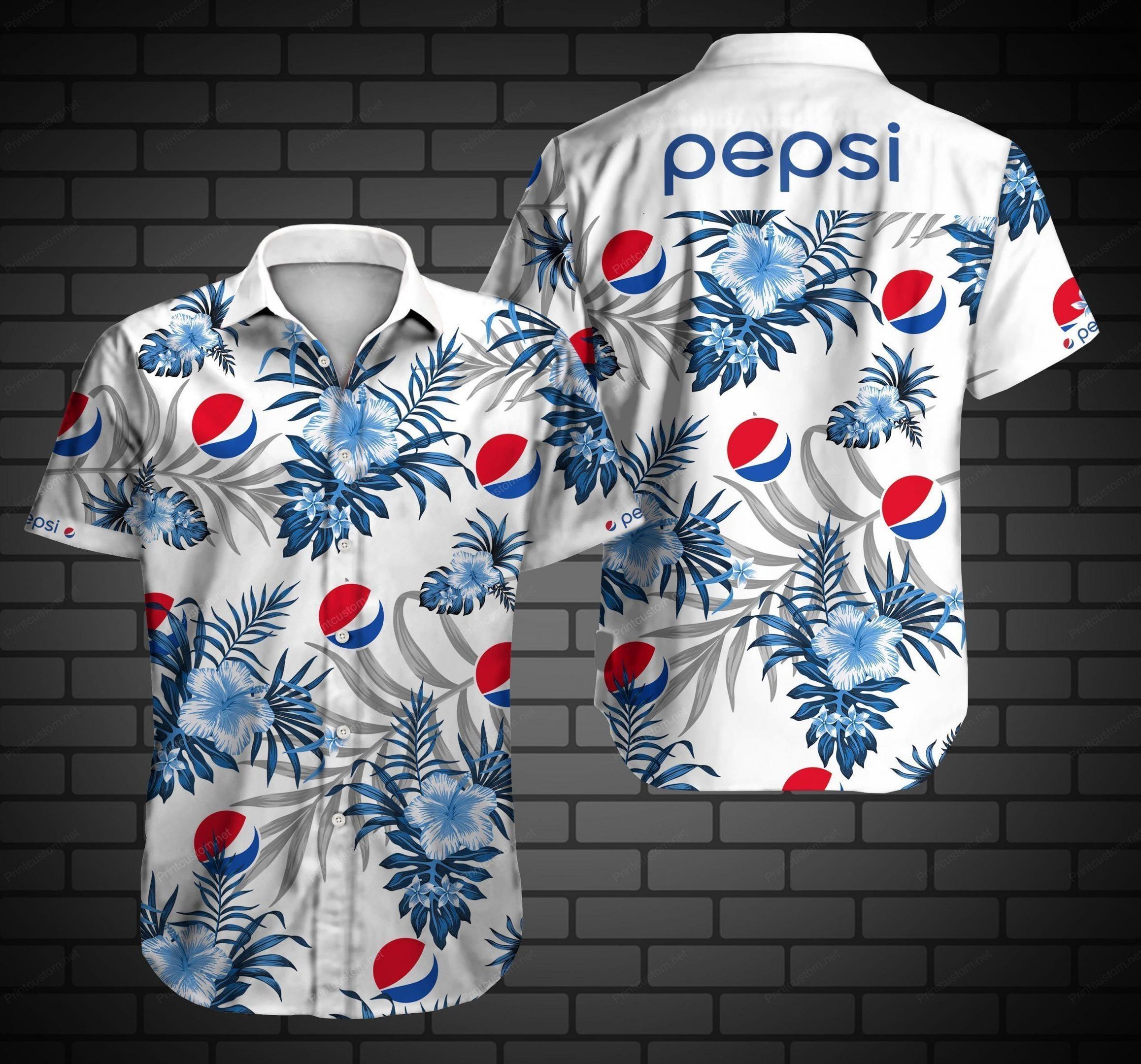 Pepsi Hawaiian Shirt Summer Button Up For Men Beach Wear Short Sleeve Hawaiian Ha21412