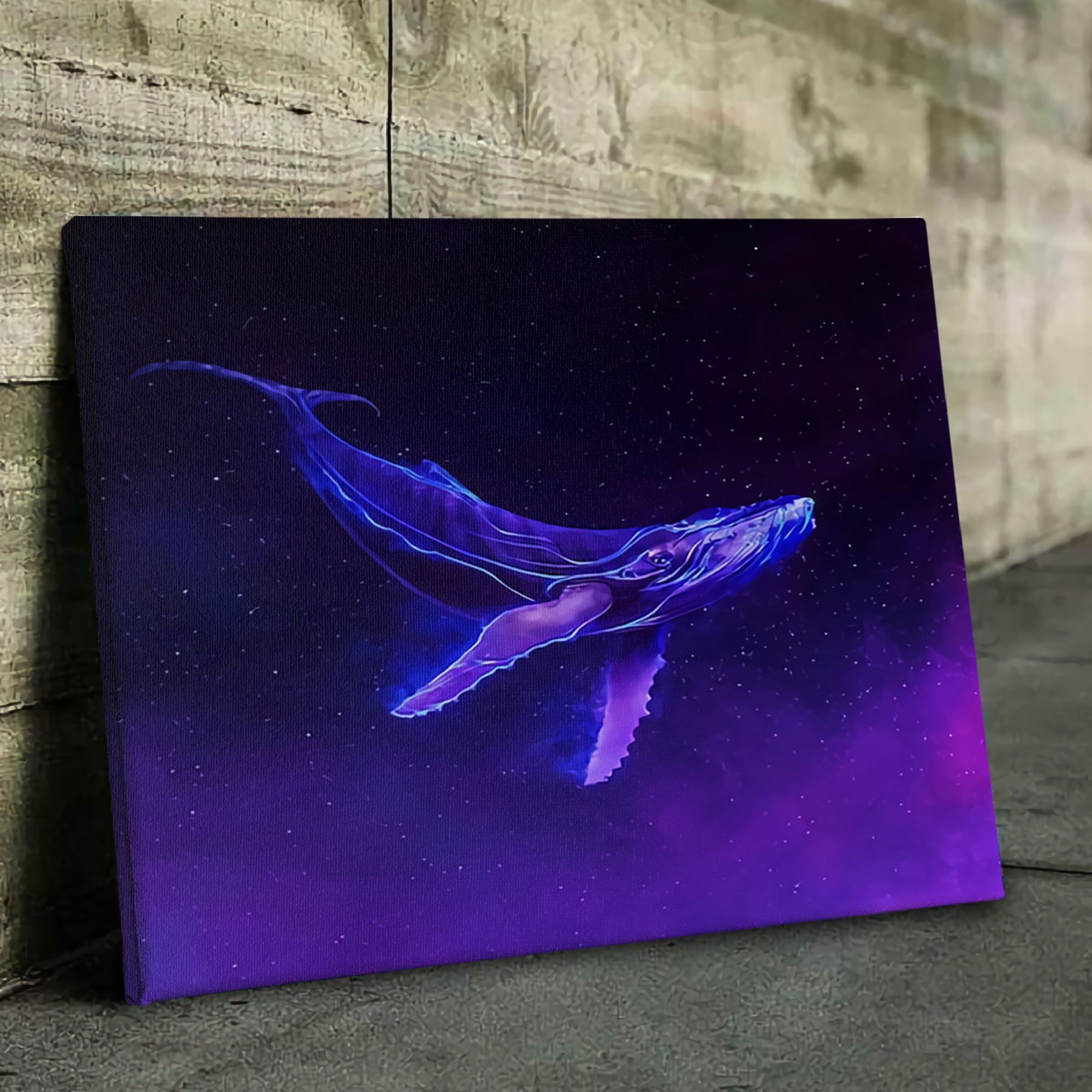 Whale Purple Galaxy Poster & Canvas