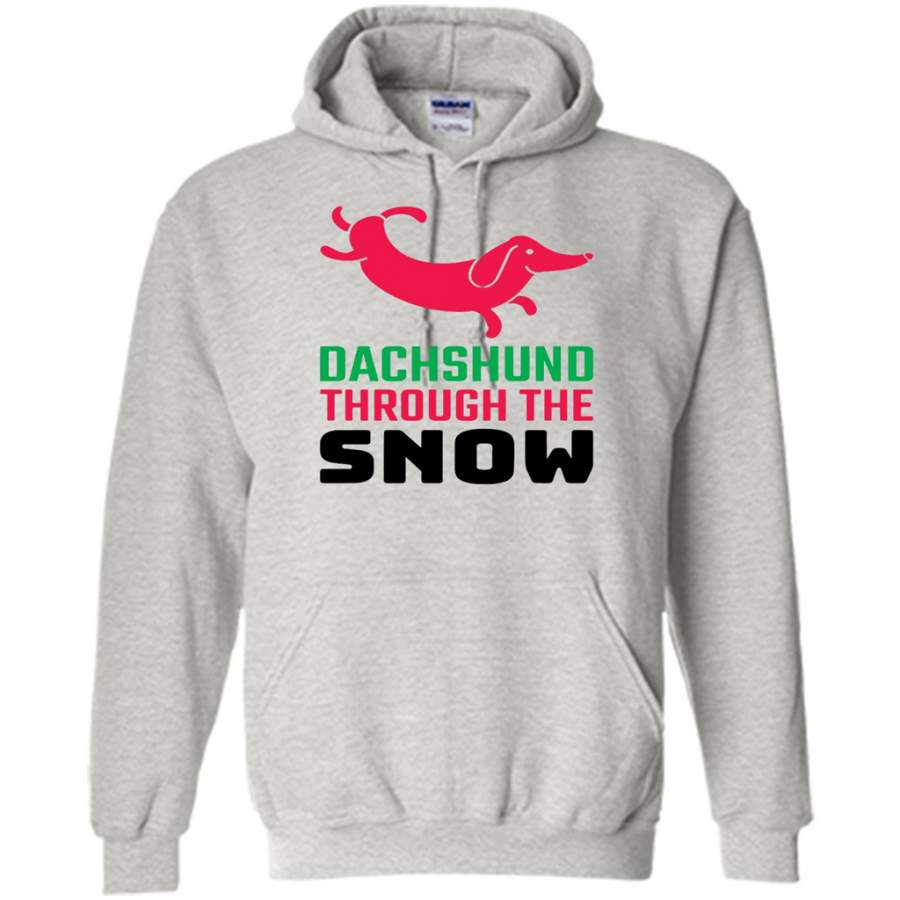 Dachshund Through The Snow, Christmas Gift – Gildan Heavy Blend Hoodie