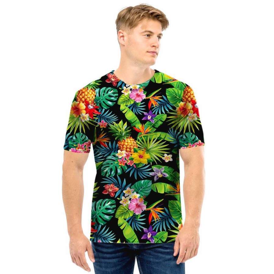 Tropical Hawaii Floral Print Men T Shirt Ha10265