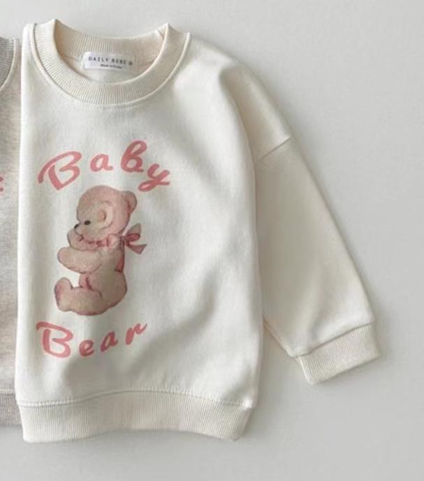 Toddler Casual Loose Sweatshirts Baby Girls Cute Bear Pullover Tops 0-3y Infant Sweet Cotton All-match Long Sleeves T-shirt alx