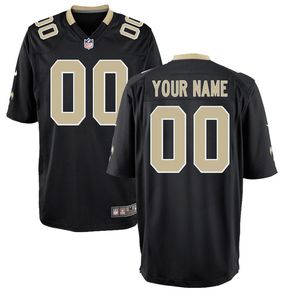 Youth New Orleans Saints Black Custom Game Jersey