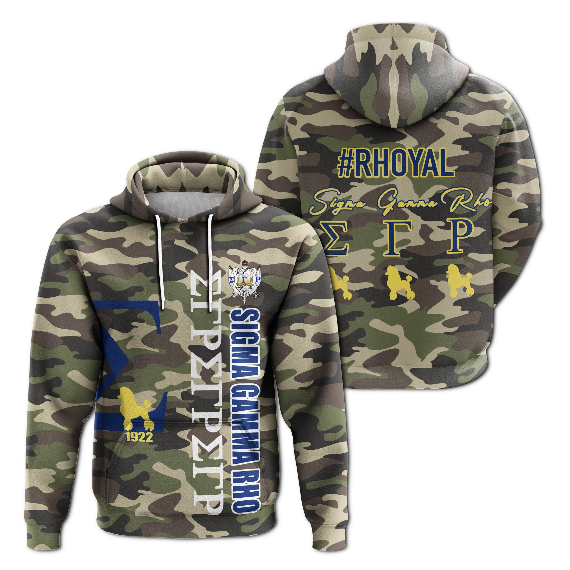 Sorority Hoodie – Sigma Gamma Rho Camouflage Style Pullover Hoodie