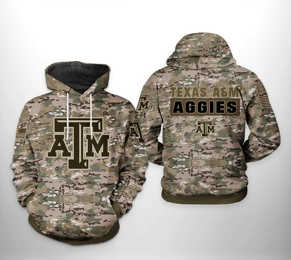 Texas A&M Aggies Ncaa Camo Veteran Hoodie & Zip Hoodie