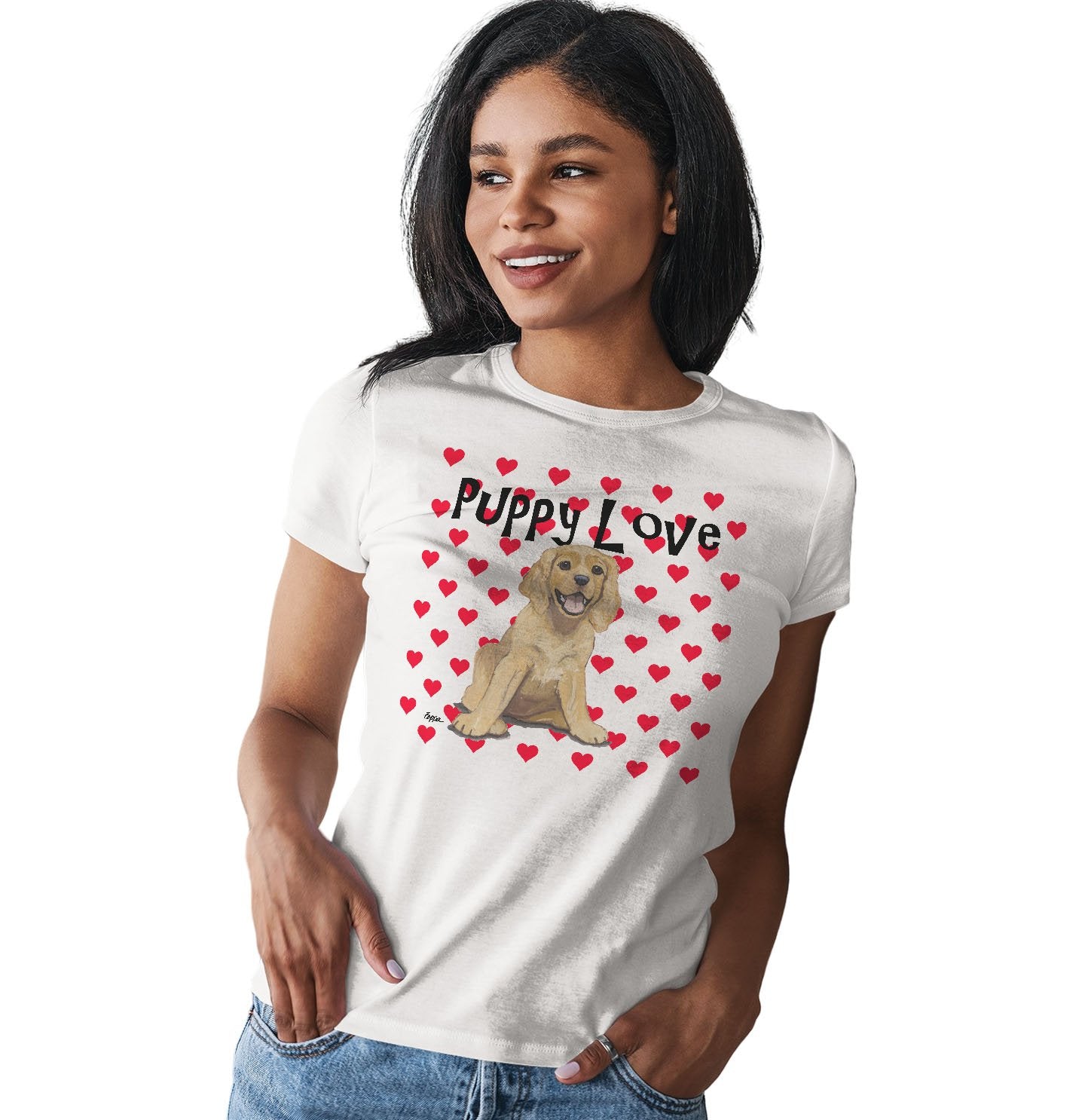 American Cocker Spaniel Puppy Love – Women’S Fitted T-Shirt