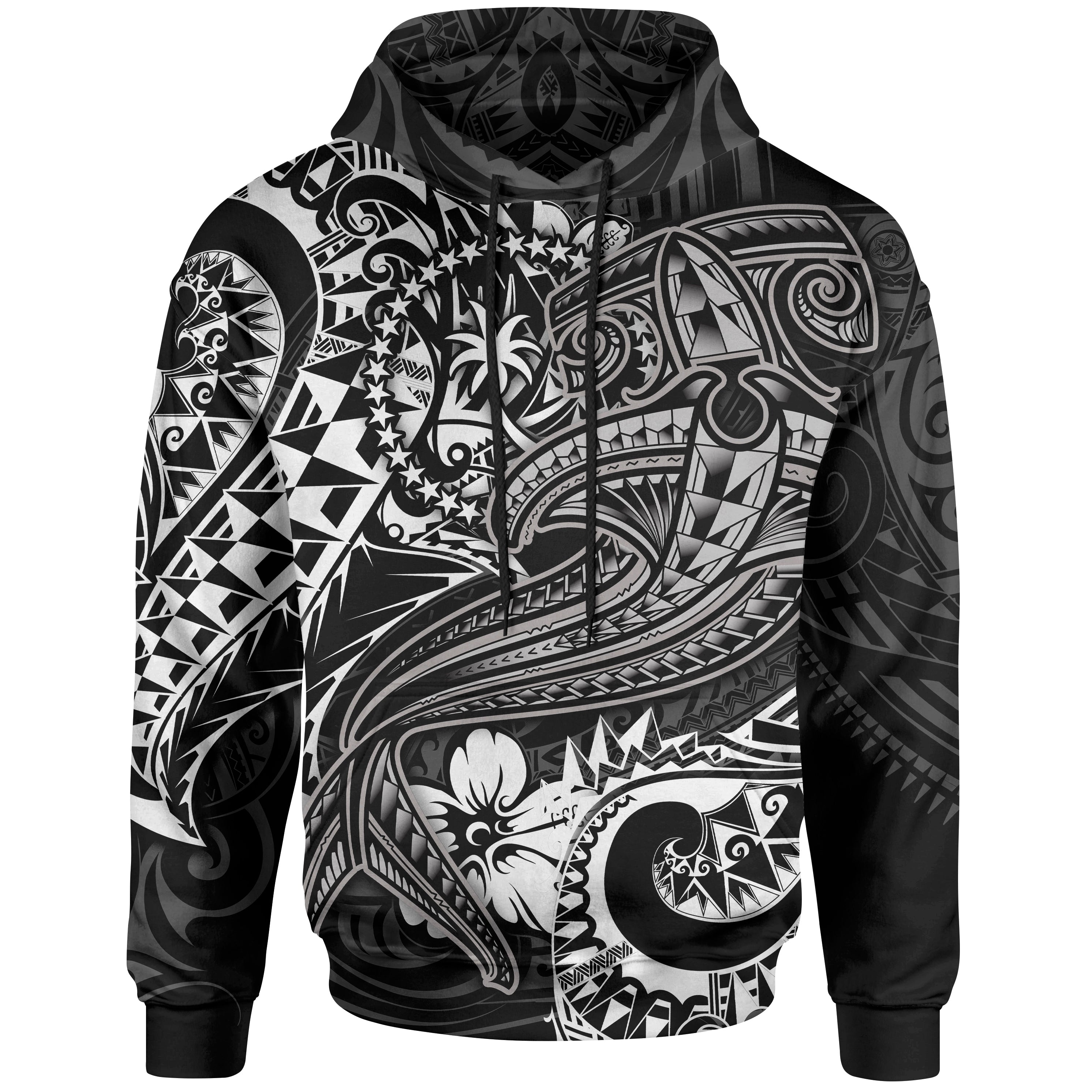 Chuuk Hoodie  – White Shark Polynesian Tattoo – BN18