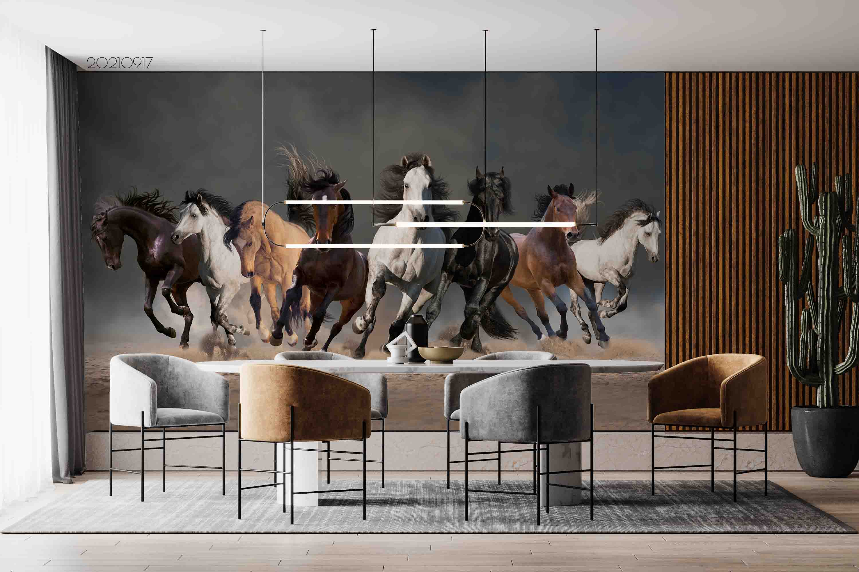 3D Animal Running Horse Wall Texture Wall Mural Wallpaper Lqh 97