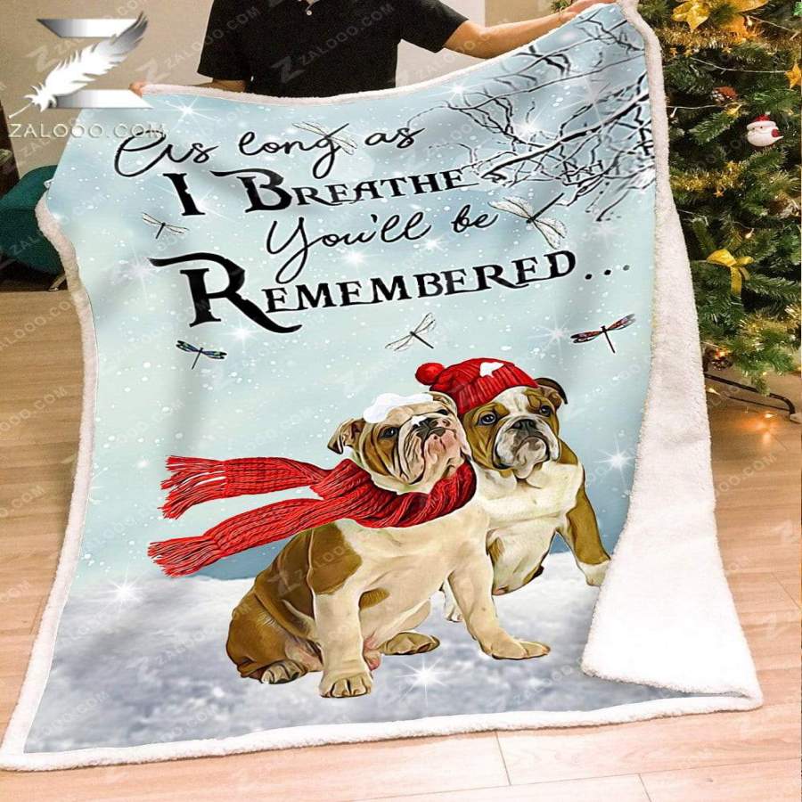 Zalooo – Fleece Blanket – BULLDOG – As long as I breathe