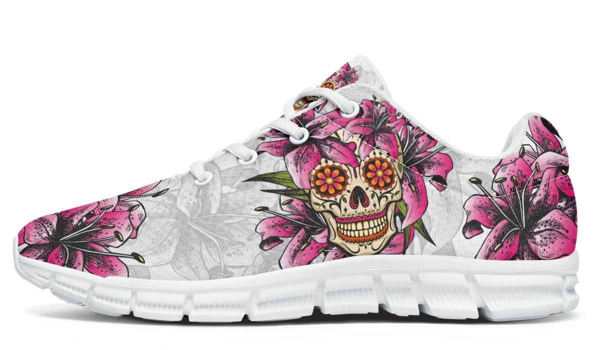 Sugar Skull And Lily Breathable Sneakers Custom Shoes