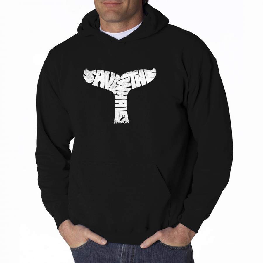 LA Pop Art Men’s Word Art Hooded Sweatshirt – SAVE THE WHALES