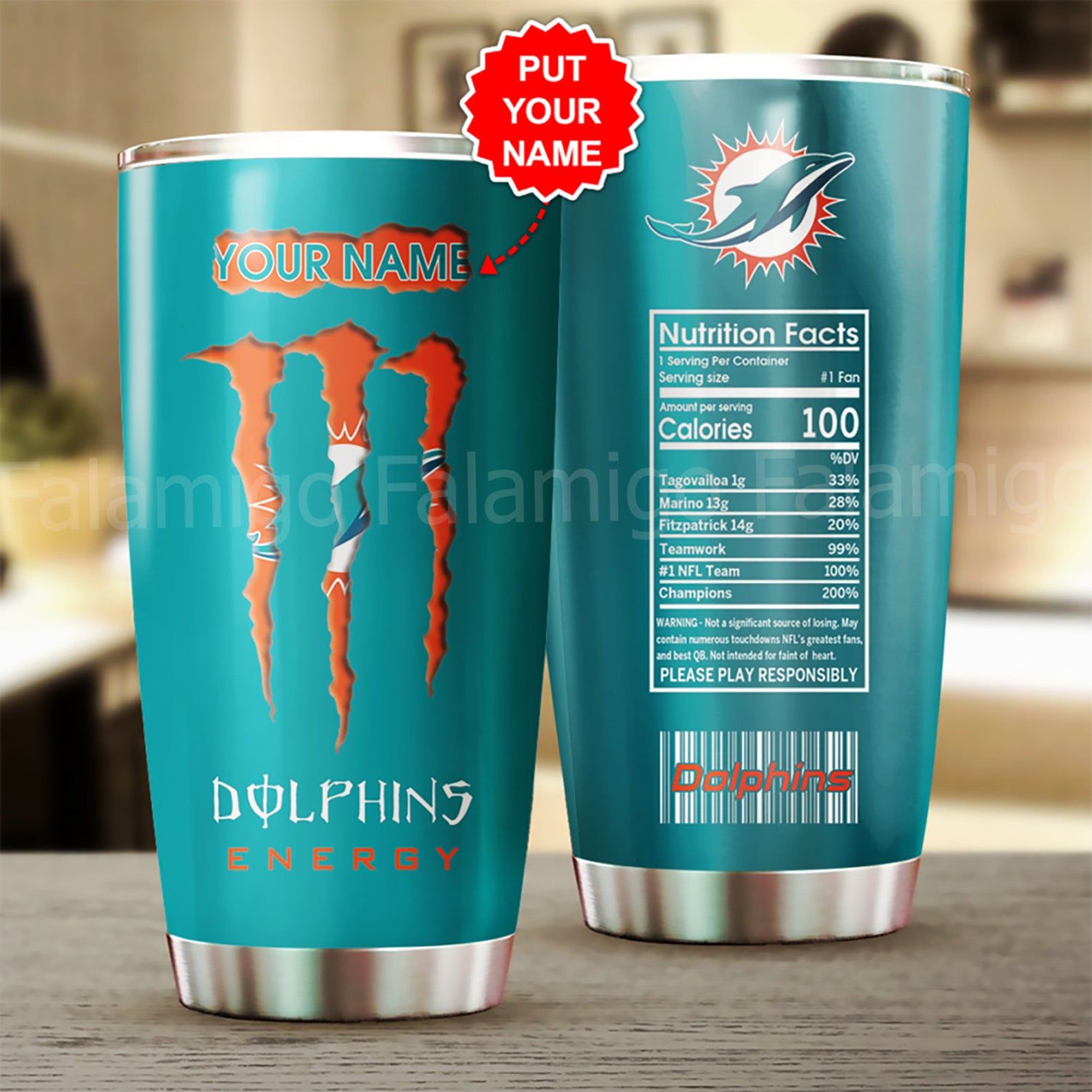 Personalized Miami Dolphins Stainless Steel Tumbler – Tumbler 20oz