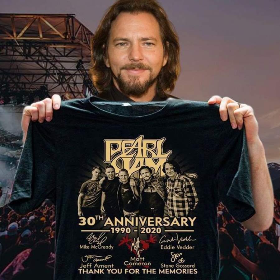 Pearl jam 30th anniversary 1990 2020 all members signature memories for fan t shirt