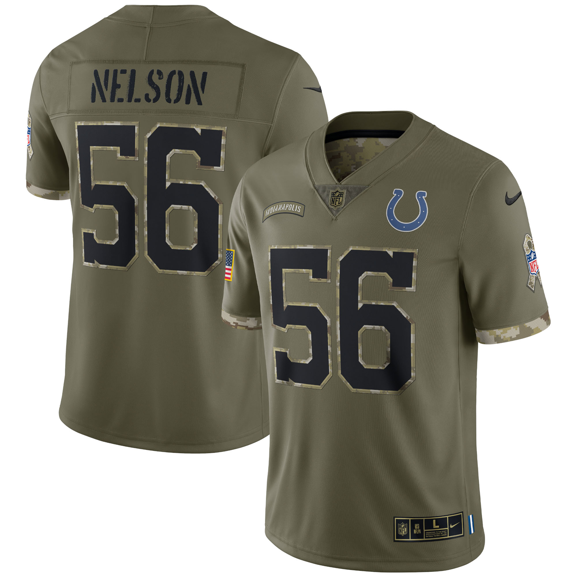 Quenton Nelson Indianapolis Colts 2022 Salute To Service Limited Jersey – Olive