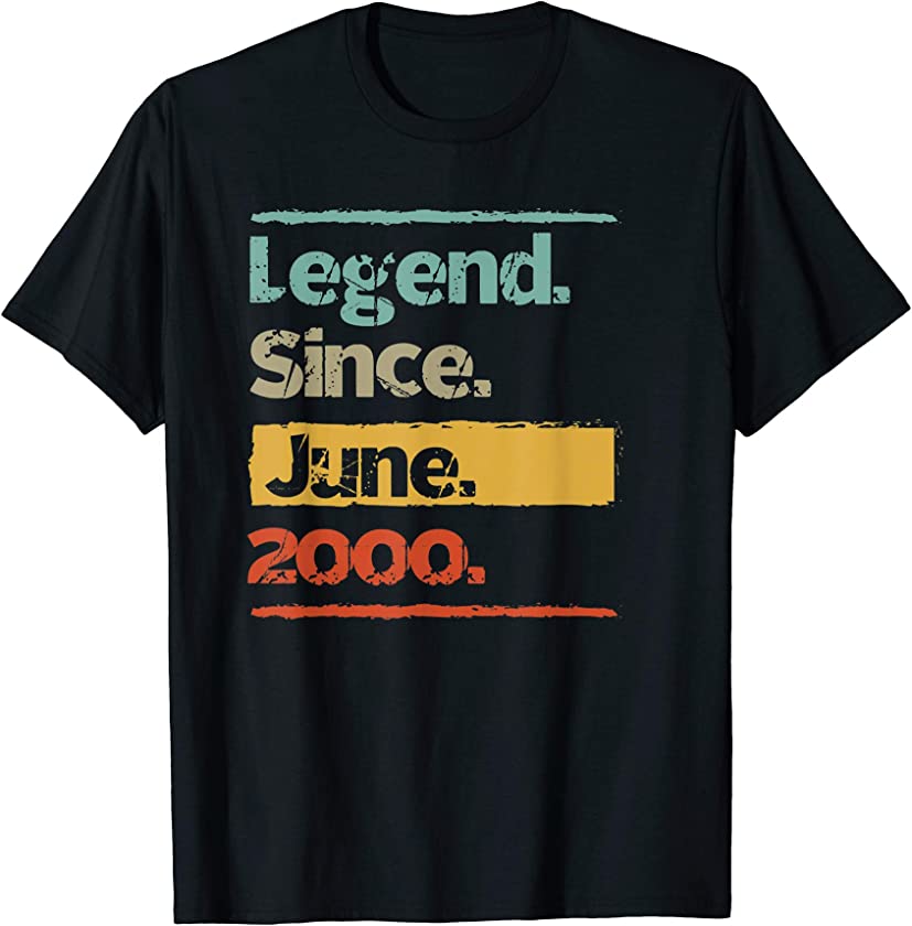 Vintage Retro Legend Since June 2000 20th Birthday Gift T-Shirt