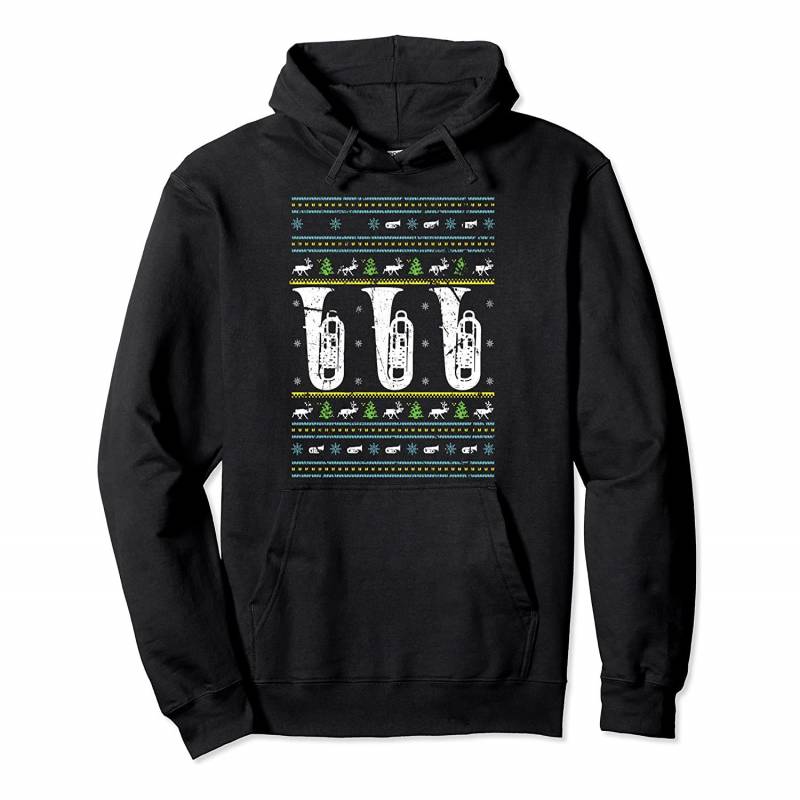 Ugly Christmas Sweater Funny Tuba Player Gift Distressed Pullover Hoodie, T Shirt, Sweatshirt