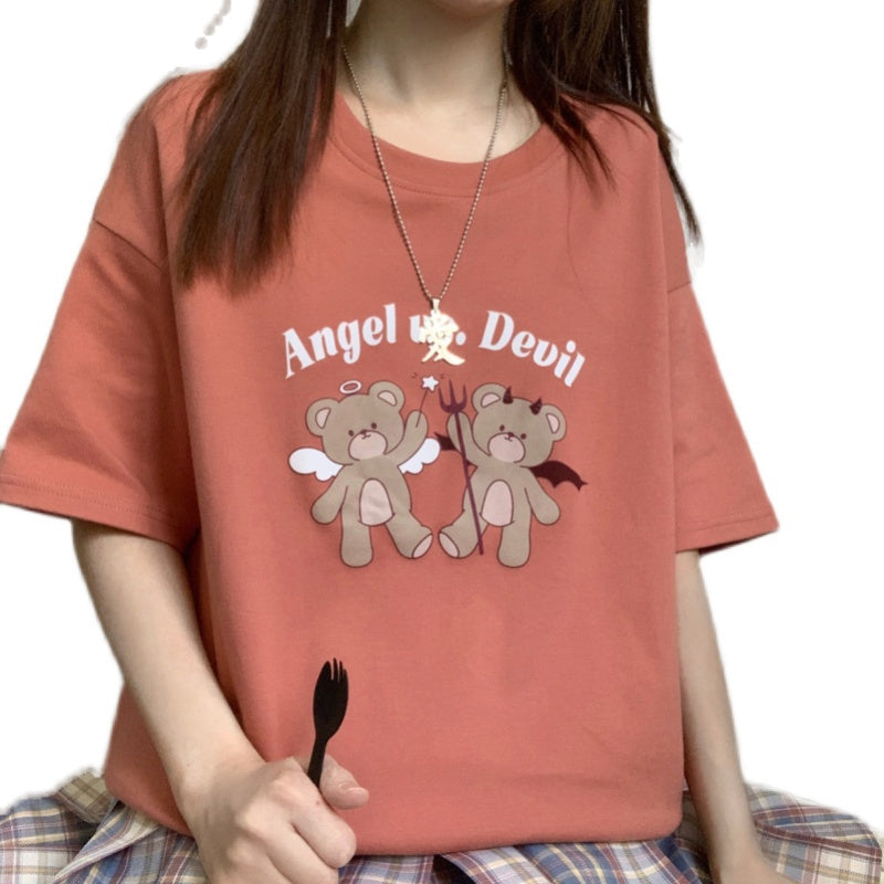 Soft T-Shirt Two Bears Angel And Ferocious Bear