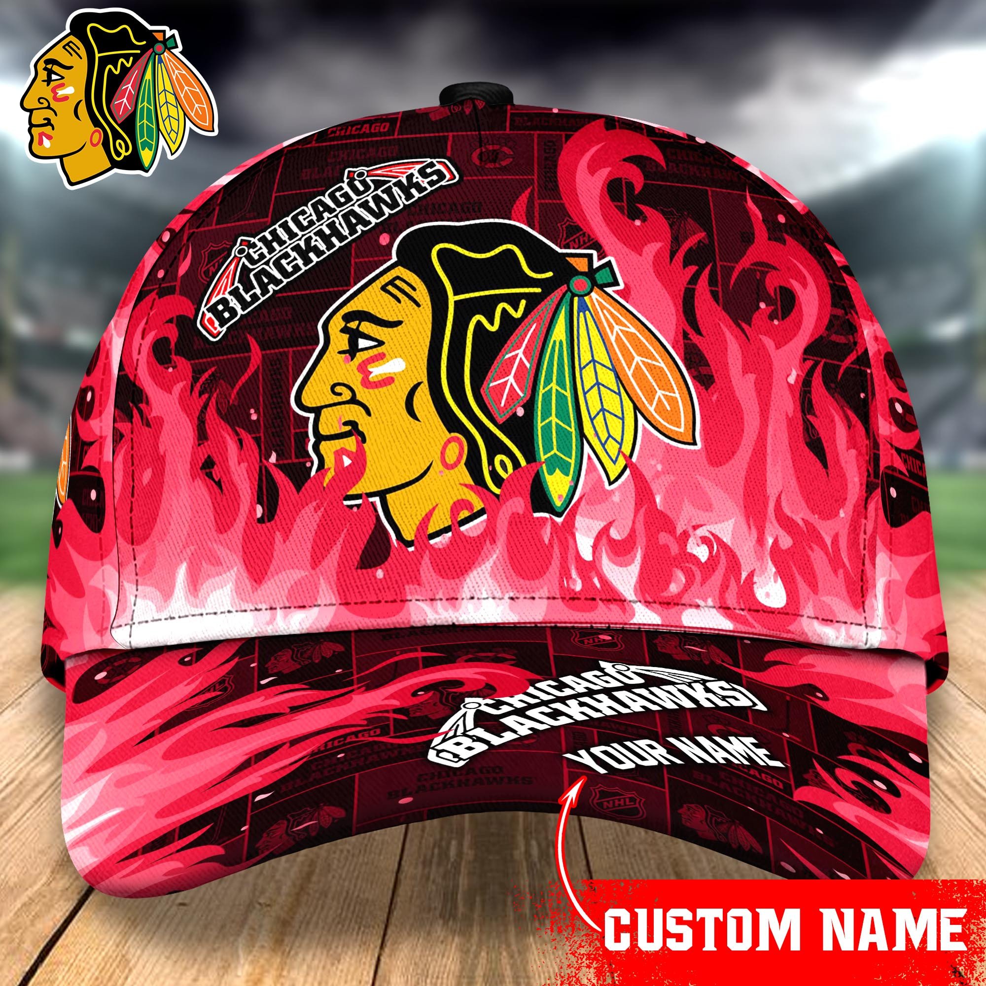 Chicago Blackhawks Custom Name Classic, Baseball Caps T-43383