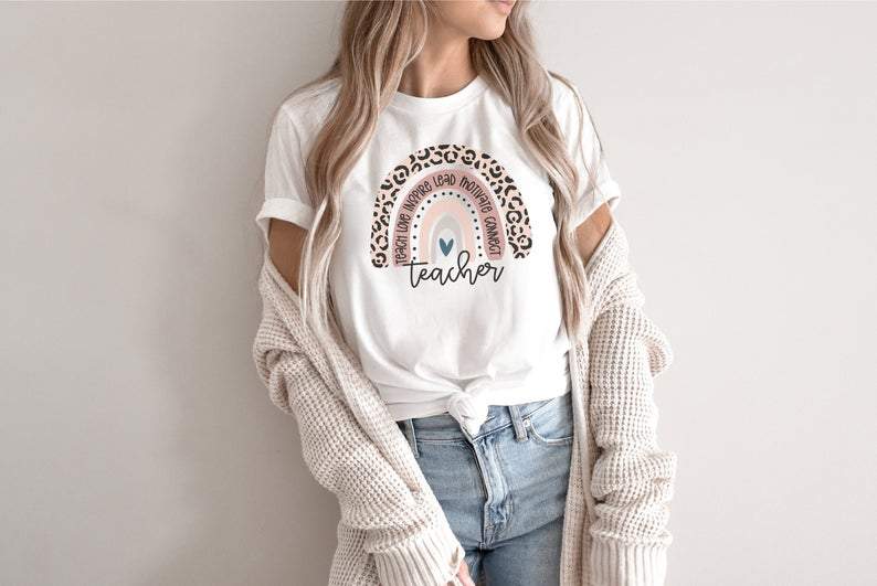 Teacher Shirt – Teach Love Inspire – Teacher Tee – Boho Rainbow Teacher Tshirt – Gift For Teacher – Cute Teaching Tshirts – Teaching Shirt All Color Size S-5Xl