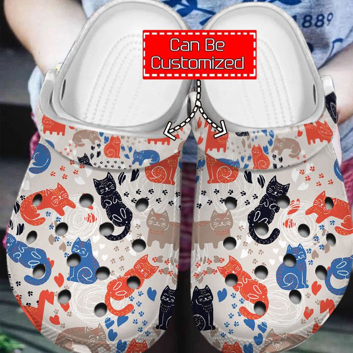 Cute Funny Seamless Pattern clog Shoes Cat