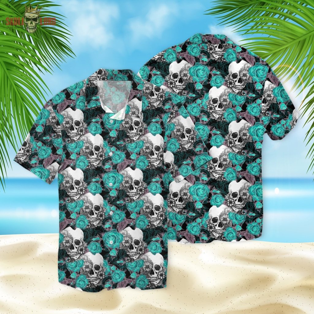 Skull Floral Pattern Hawaii Shirt Ha14862