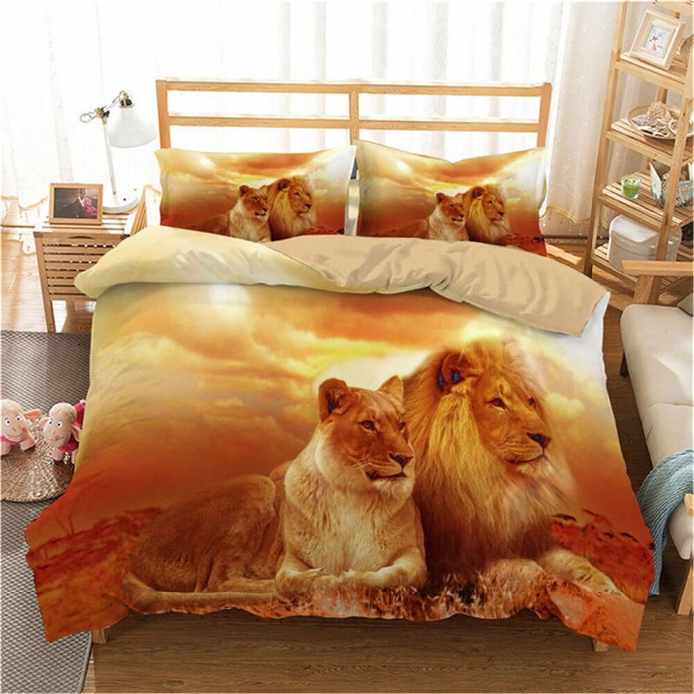 African Lion Bedding Set Soft Duvet Cover For Bed Linen Single Queen Cover Set With Pillowcase