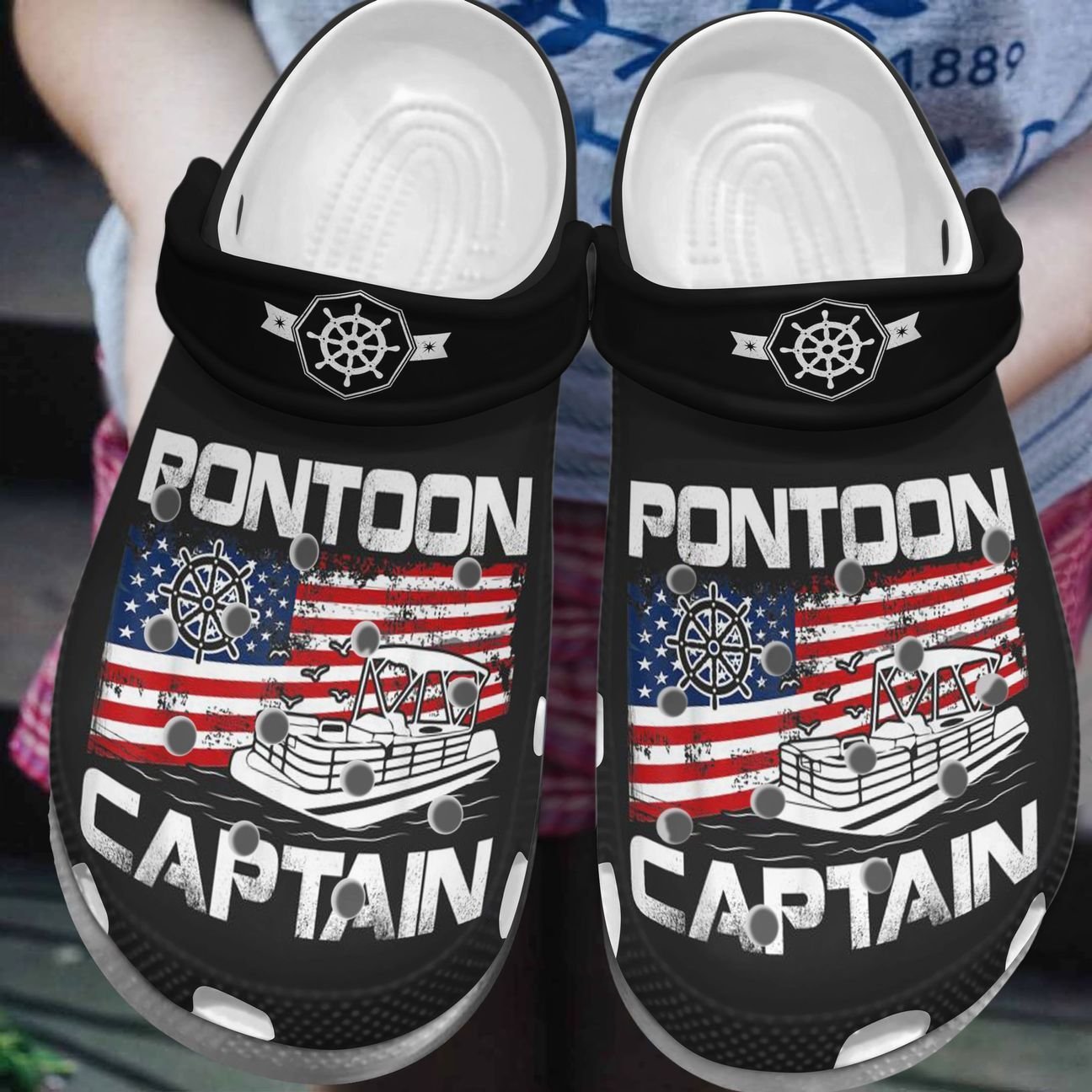 Pontoon Personalize Clog, Custom Name, Text, Fashion Style For Women, Men, Kid, Print 3D Pontoon Captain