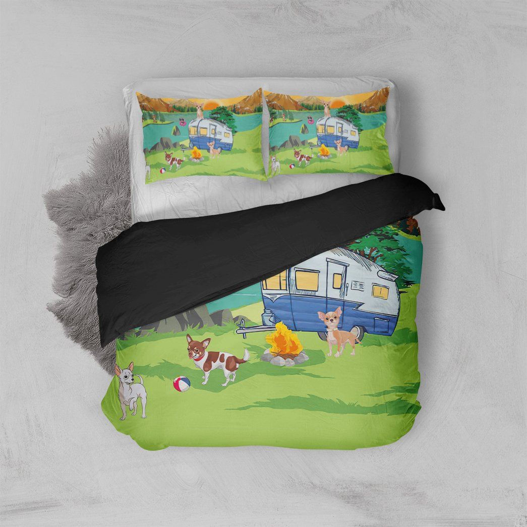 3D Chihuahua Go Camping Custom Bedding Set