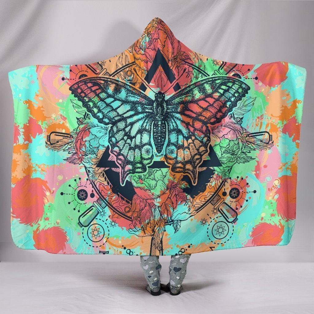 Watercolor Butterfly Hooded Blanket Gift For Butterfly Lover