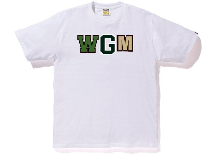 Bape Abc Wgm Milo Gold Zip Shark Tee White/Green