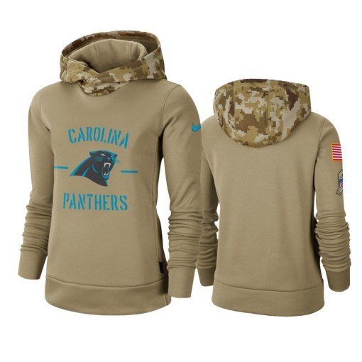 Carolina Panthers Khaki 2019 Salute To Service Therma Pullover Hoodie