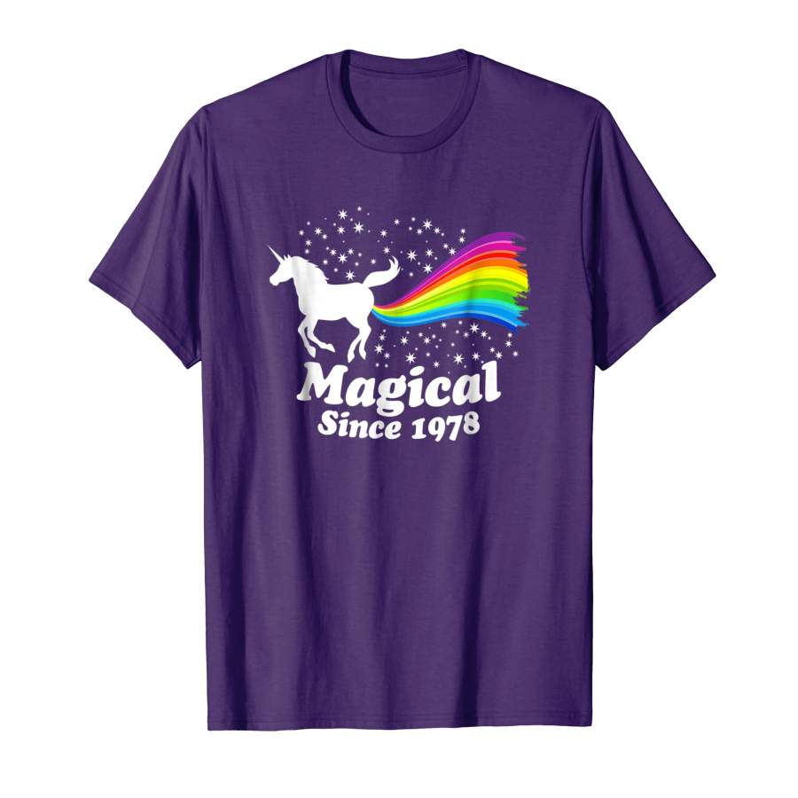 40 40th Birthday Unicorn Farting Rainbow Shirt 1978 Cute