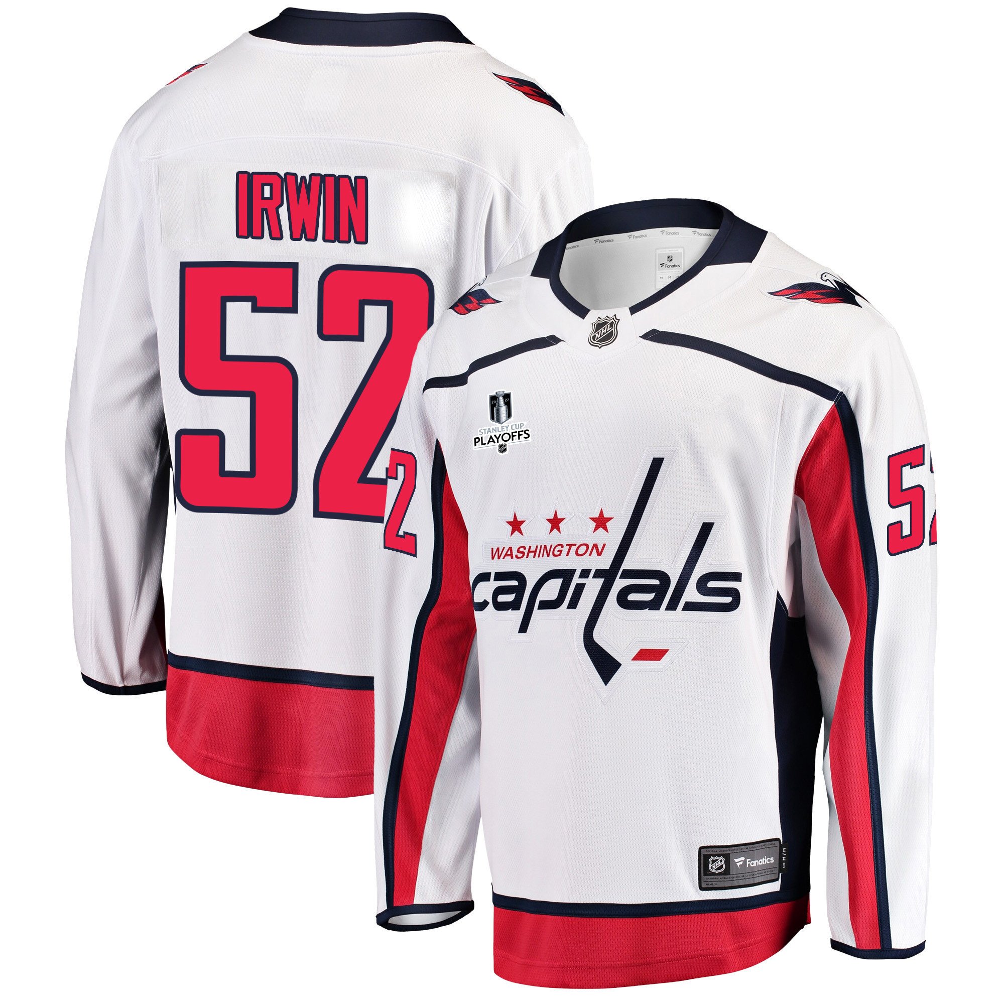 Washington Capitals Matt Irwin 52 Away 2022 Stanley Cup Playoffs Breakaway Men Jersey – White