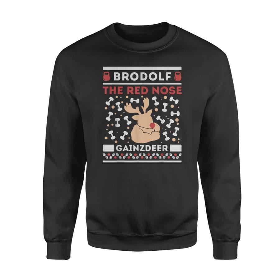 Brodolf Rudolf Workout Gym Funny Ugly Christmas – Standard Fleece Sweatshirt