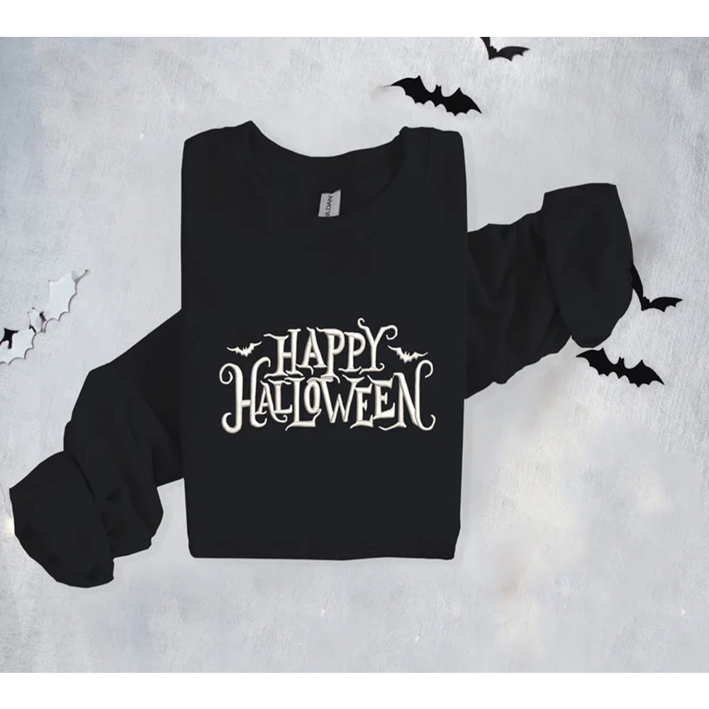 Happy Halloween Embroidered Sweatshirt 2D Crewneck Sweatshirt All Over Print Sweatshirt For Women Sweatshirt For Men Sws4300