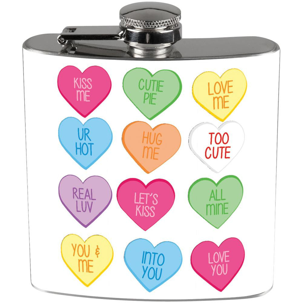 Candy Hearts Full Wrap Steel Flask