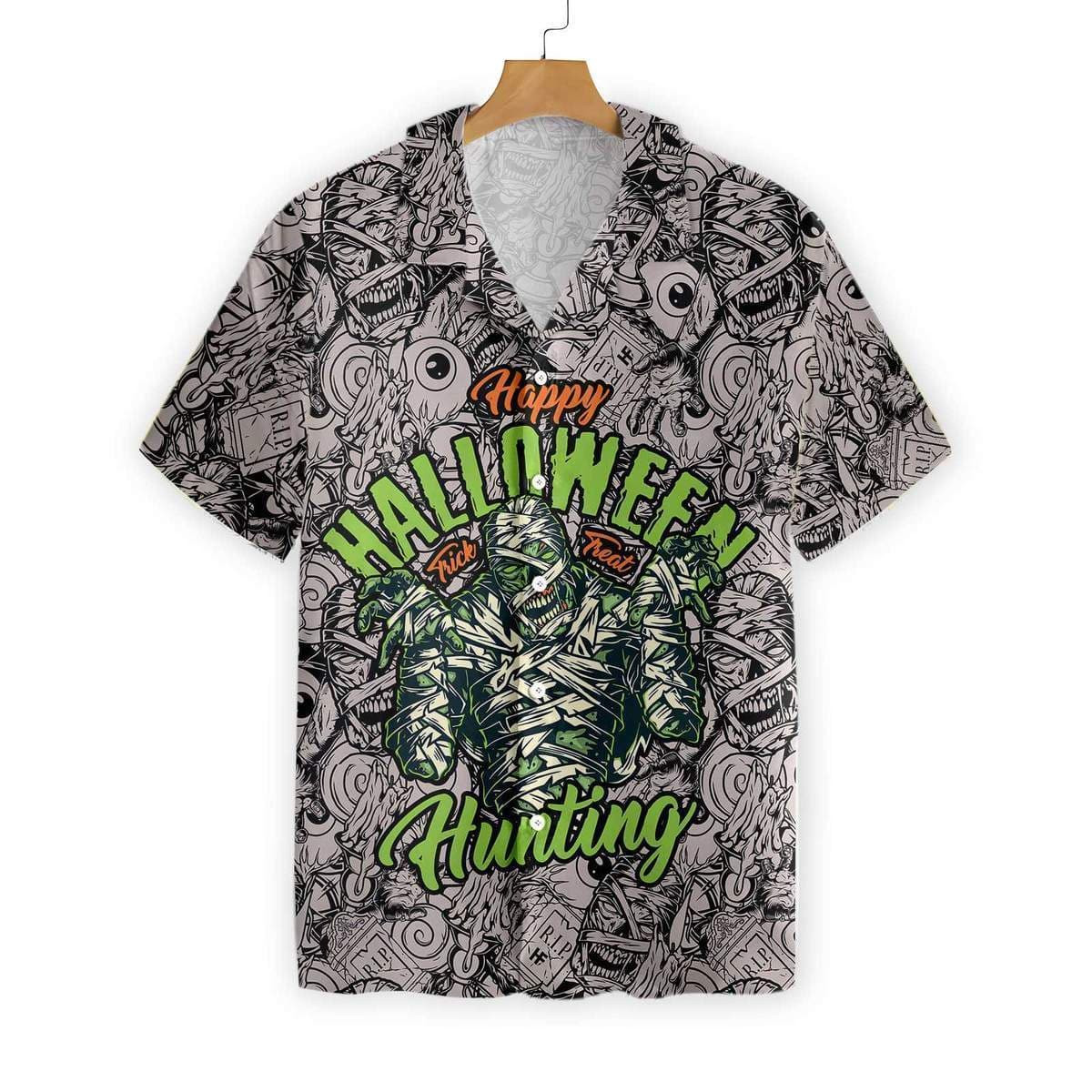 Happy Halloween The Mummy Hunting Trick Or Treat Hawaii Aloha Shirts Dh Ha92439