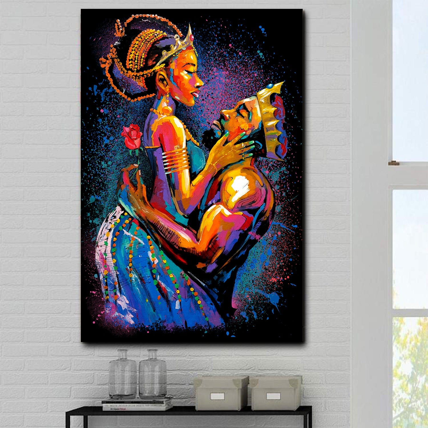 African American Canvas Wall Art Afro King And Queen Canvas Black Art Living Room Decor