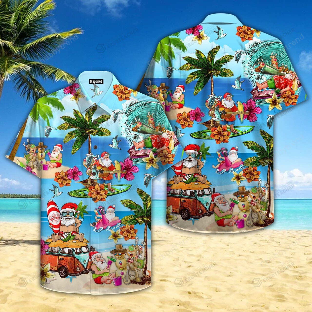 Christmas Santa On The Beach Hawaii Shirt Ha105568