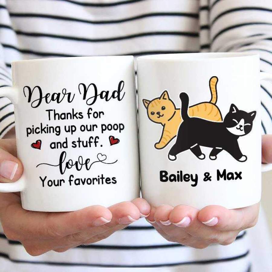 Walking Cat Dear Cat Dad Mom Personalized Coffee Mug