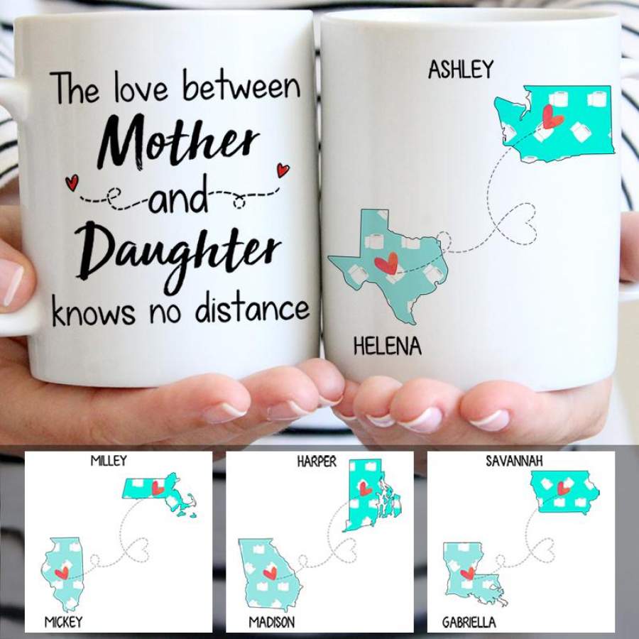 Long Distance Mother Quotes Personalized State Coffee Mug, Custom Mother’s Day Gifts, Gift Ideas for her