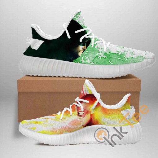 The Flash The Arrow White Custom Shoes Personalized Name Yeezy Sneakers